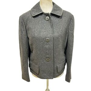 Vintage tailored by D. M. Charcoal wool lined Pea coat jacket 4 big button small